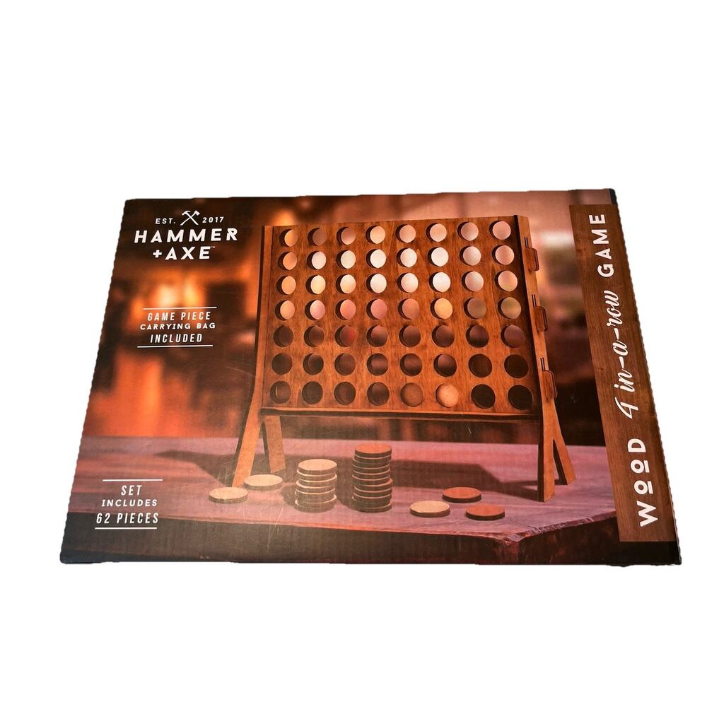 Tabletop 4-in-a‎ Row Wooden Game Set 62 Piece